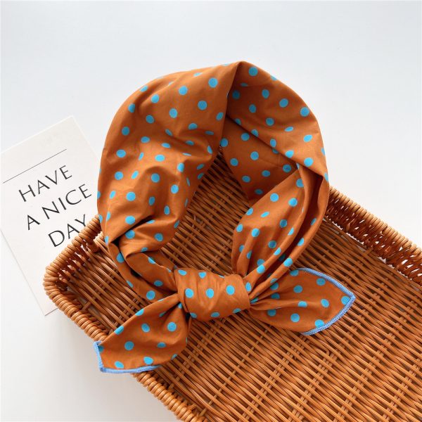 Women Fashion Polka Dot Printed Cotton Linen Small Silk Scarf