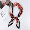 Women Retro Fashion Printed Pleated Small Silk Scarf