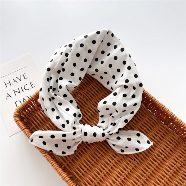 Women Fashion Polka Dot Printed Cotton Linen Small Silk Scarf