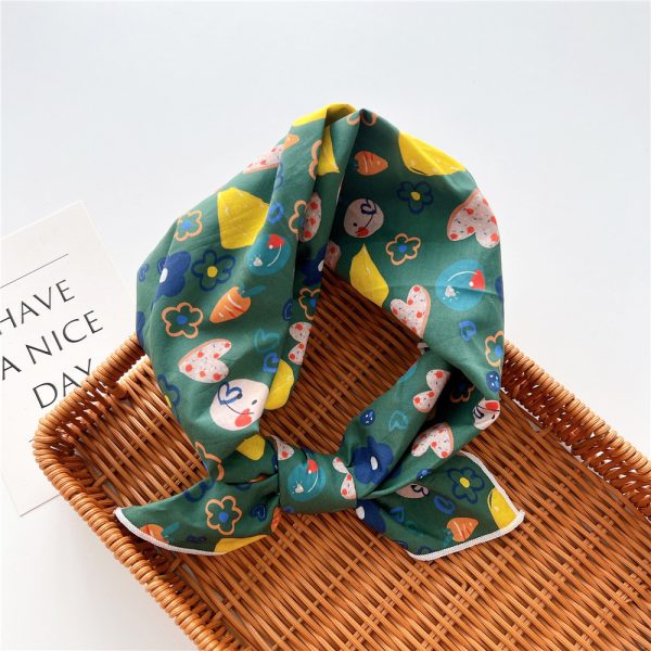 Women Fashion Polka Dot Printed Cotton Linen Small Silk Scarf