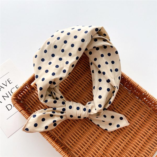 Women Fashion Polka Dot Printed Cotton Linen Small Silk Scarf