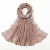 Women Fashion Solid Color Lace Trim Pearl Chiffon Scarf