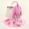 Women Fashion Magnolia Flower Chiffon Small Silk Scarf