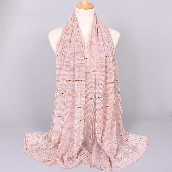 Women Fashion Simple Cord Silk Sequin Scarf