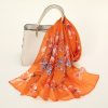 Women Fashion Magnolia Flower Chiffon Small Silk Scarf