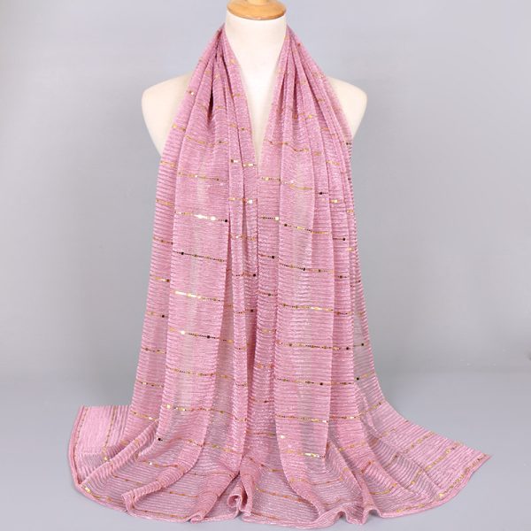 Women Fashion Simple Cord Silk Sequin Scarf