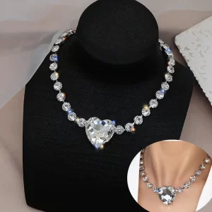 Valentine Day Women Necklace Fashion Heart-Shaped Rhinestone