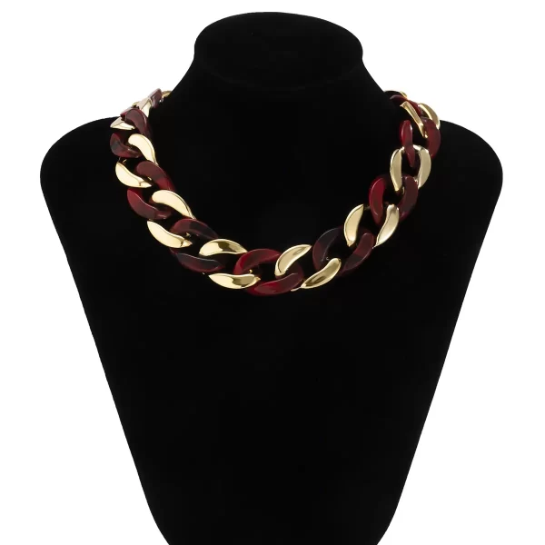 Women Fashion Hip Hop Multicolor Metal Acrylic Chain Necklace