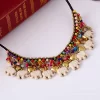 Women'S Vintage Boho Semi-Precious Waxed Thread Woven Necklace