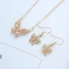 Women Fashion Zircons Hollow Butterfly Earrings Necklace Jewelry Set