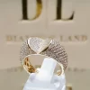 Women Ring Fashion Half Open Heart Rhinestone Ring