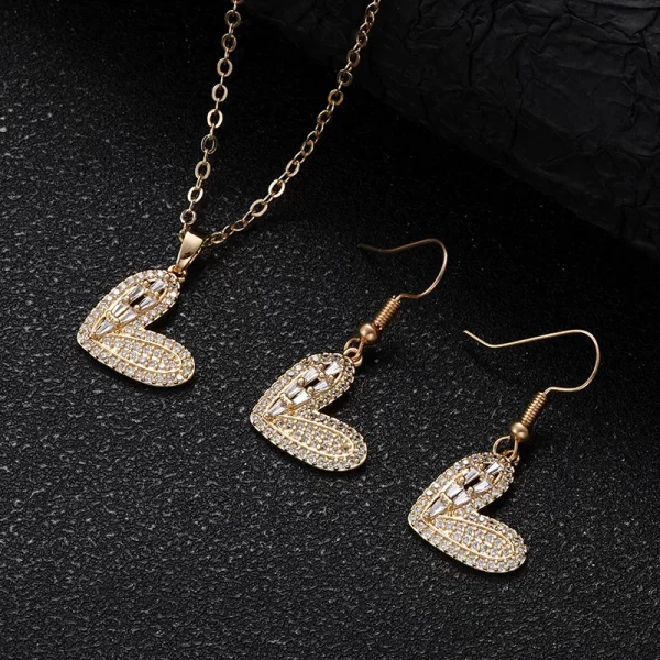 Necklace Set Fashion Heart Dangle Earrings Necklace Jewelry