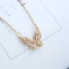 Women Fashion Zircons Hollow Butterfly Earrings Necklace Jewelry Set