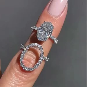 Women Ring Fashion Rhinestone Two-Piece Engagement Ring