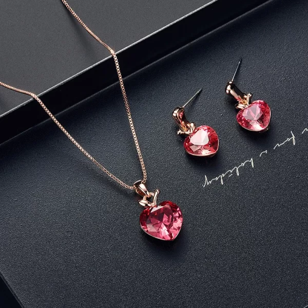 Women Necklace Jewelry Set Fashion Heart Apple Earrings