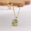 Women Necklace Fashion Rhinestone Four-Leaf Clover Pendant