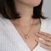Women Fashion Simple Hollow Heart-Shaped Rhinestone Necklace