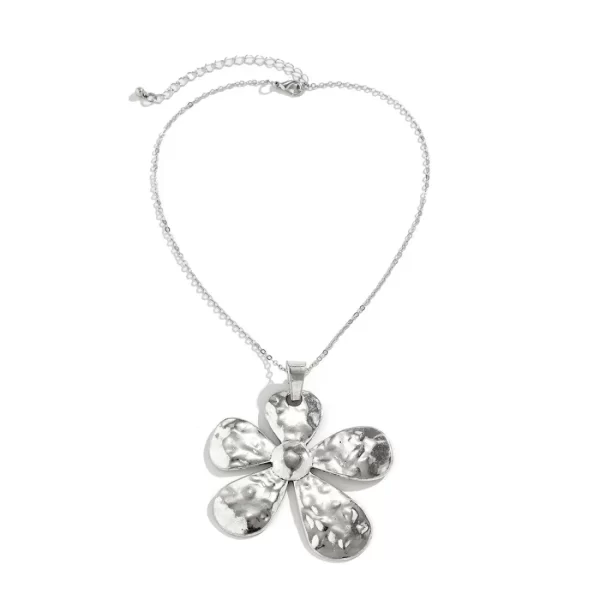 Women Fashion Exaggerated Metal Large Flower Necklace