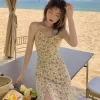 Fashion Women Summer Vacation Floral Print Mini Sundress