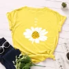 Women Casual Loose Round Neck Printed Colored T-Shirt