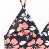 Summer Vacation Bikini Floral Print Lace-Up Seaside Sexy Swimsuit