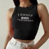 Women Edgy Letter Embroidered Crop Tank Top