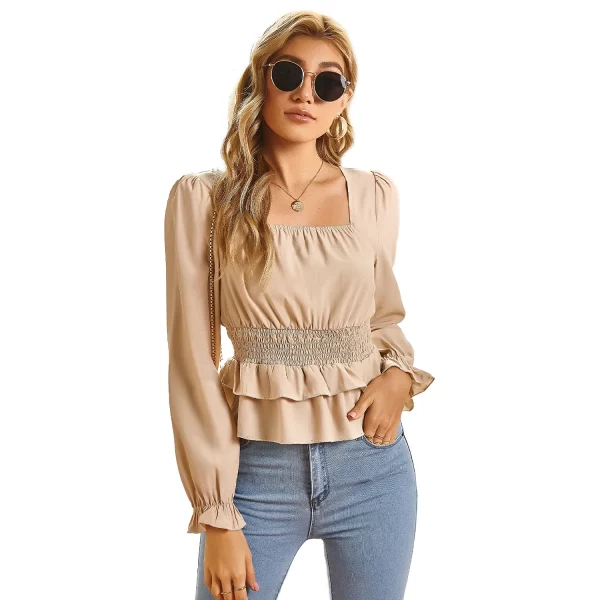 Women Elegant Sweet Dating Solid Color Chiffon Blouse