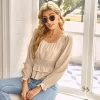 Women Elegant Sweet Dating Solid Color Chiffon Blouse