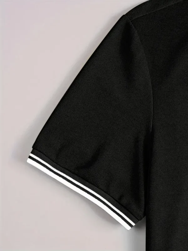 Men'S Executive Black Polo Shirt with Cartoon Horse Emblem - Image 2