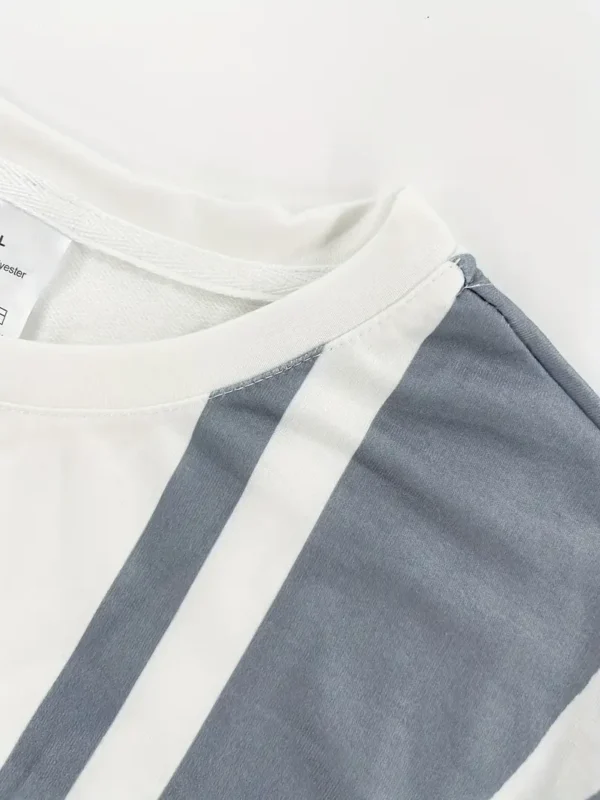 Men'S Summer Casual Crew Neck T-Shirt with Geometric Stripe Detail - Image 5