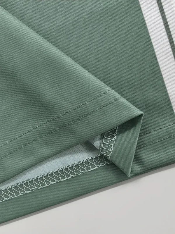 Office Ready| Men'S Chic Green & Black Striped Print Casual Outfit - Image 4