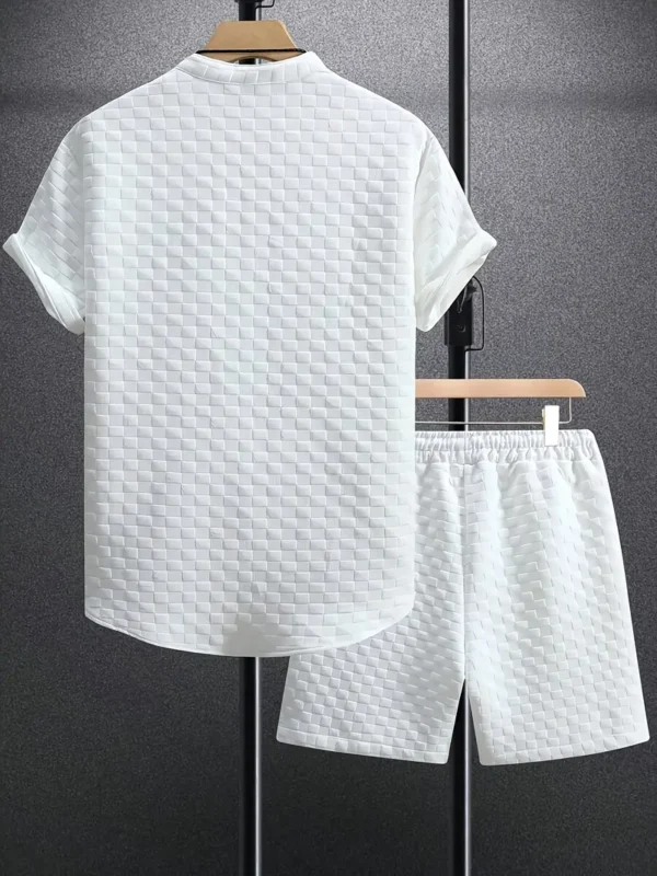 [Best-selling T-shirt] Two-piece Set Short Sleeve Men's Best-selling Textured White Shorts T-shirt - Image 4