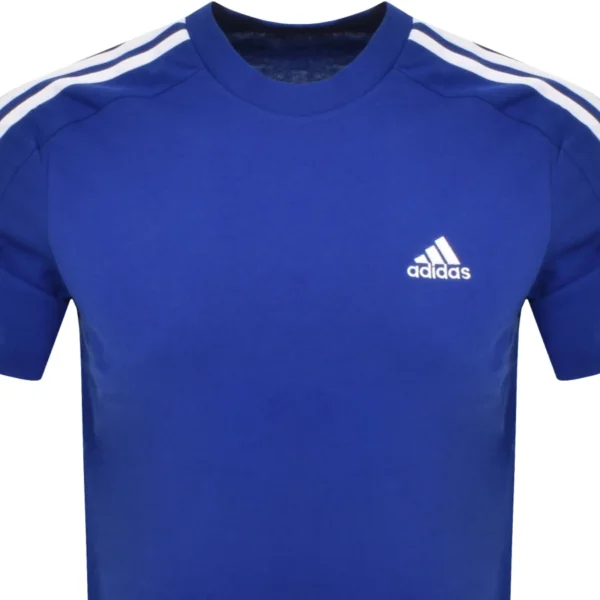 adidas Sportswear Essentials 3 Stripe T Shirt Blue - Image 3