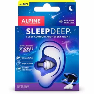 Alpine SleepDeep Ear Plugs for Sleep and Concentration 27dB Noise Reduction - Ideal for Side Sleeper M/L