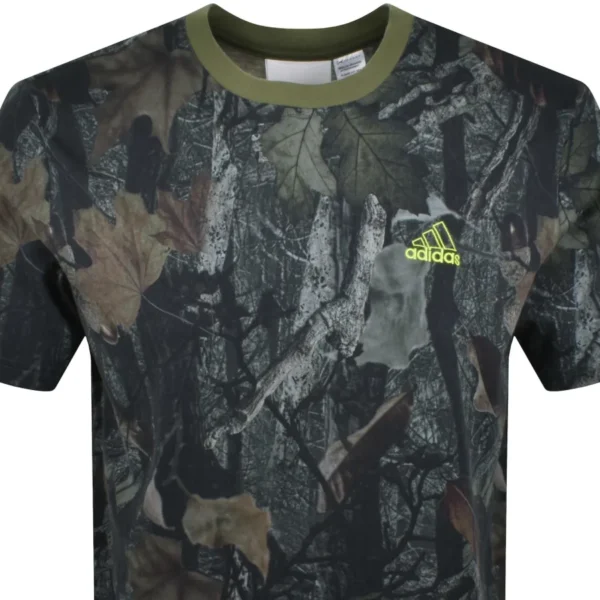 adidas Sportswear Camouflage T Shirt Green - Image 3