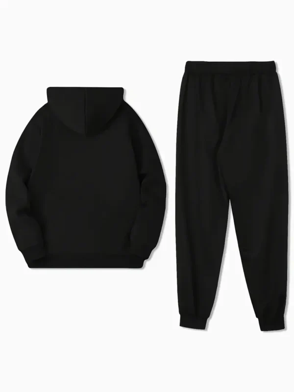 Black Retro Letter Print, Men'S Two-piece Set - Image 5